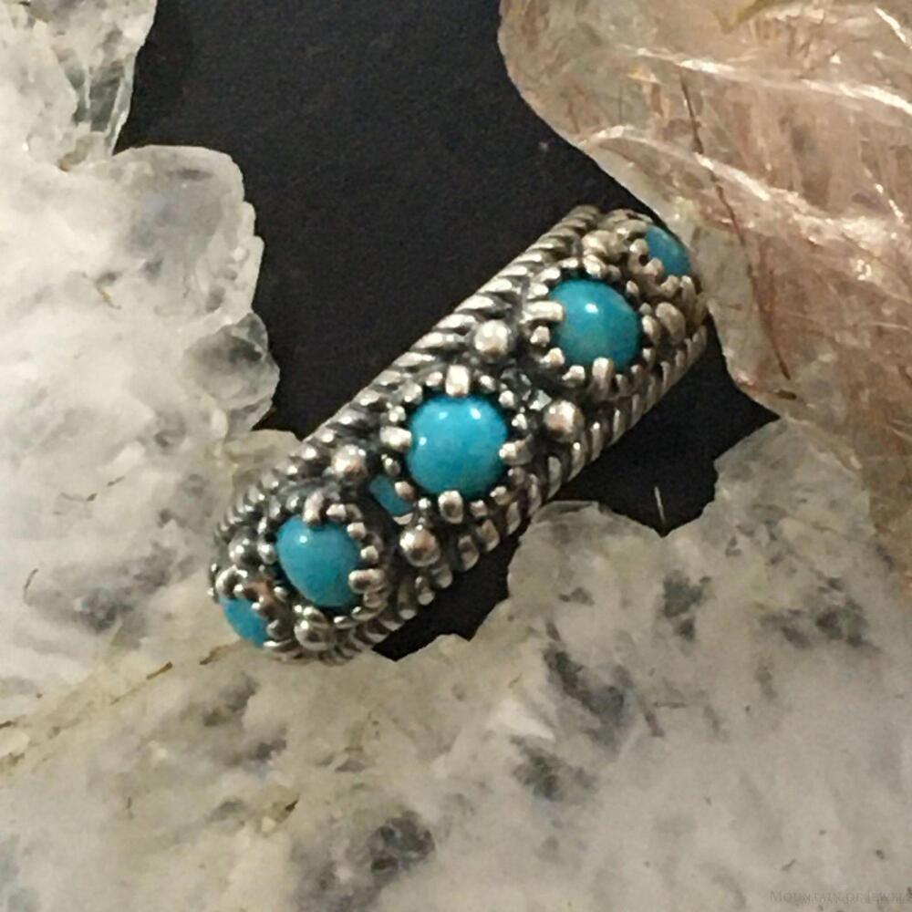 Carolyn Pollack Sterling Silver Turquoise Eternity Band Ring Sz 5,6,7 For Women